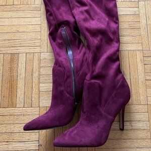 Aldo Burgundy Suede Over the Knee Boots